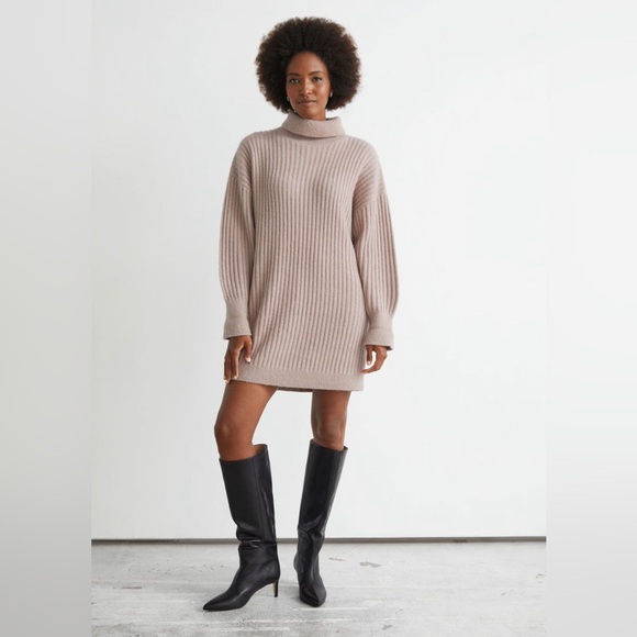 & OTHER STORIES Turtleneck Mini Knit Dress Wool Long Sleeve Size S - Picture 1 of 14